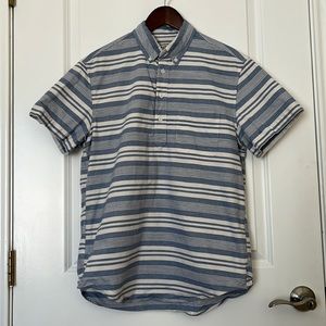 J. Crew Half Button Shirt S in White/Blue, Men's